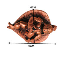 Copper Bala Krishna Idol on Leaf,Laddu Gopal Tamra Bal Gopal Balkrishna Murti Natkhat Kanhaiya Nandlal Navneet Makhan Chor Child Krishna Vigraha for Home Pooja Temple Decor, Brown, 1 Inch, 1 Piece - Image 6