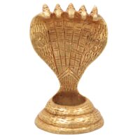 Brass Sheshnag Murti Adi Shesha Ananta Nag Vigraha Peetal Sarparaja Idol for Puja Mandir Decor, Gold, 4 Inch, 1 Piece - Image 2